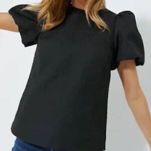 H&M Black Puff Sleeve Boxy Blouse
